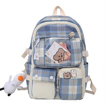 Plaid Transparent PVC Kawaii Contrast Color Girls College Casual Backpack Big Ny - £90.90 GBP