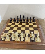 Solid Wood Vintage Travel Portable Fold Up Storage Box Chess Set - £38.72 GBP