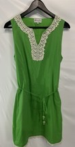 Mud Pie Green Cotton Shift Dress Crochet Detail Line Large - $14.82