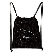 Twelve Constellations Zodiac Sign Backpack for Teenager Girls Galaxy Drawstring  - £14.01 GBP