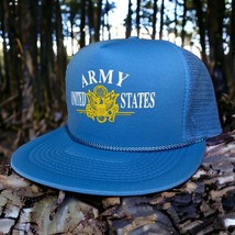 Vintage United States US Army Baby Blue Foam Camo Snapback Trucker Hat Cap New - £17.78 GBP