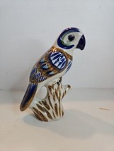 Hand Made Mexican Pottery Large Bird On Branch Figurine Signed Tonala Folk Art - $23.36