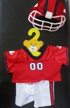 Build A Bear Workshop Red Navy &amp; White Football Uniform 3 Pc. On Hanger - £11.83 GBP