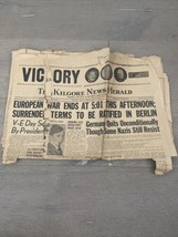 VTG KILGORE HERALD TEXAS NEWSPAPER HEADLINE WORLD WAR 2 WW2 Nazis VE V E... - $25.00