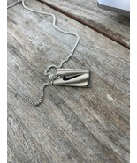 NEW Nike SILVER NECKLACE Stainless Steel 20&quot; CHAIN DOGTAG ADJUSTER SWOOSH - £13.29 GBP