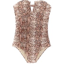 Kona Sol Snake Print Strapless Tie-Front One-piece High Coverage Swimsuit Size S - £15.81 GBP
