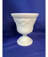 E. O. Brody White Milk Glass Pedestal Vase Cleveland Ohio USA Mid Century  - £13.96 GBP