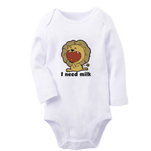 I Need Milk Funny Bodysuits Baby Animal Lion Romper Infant Kids Jumpsuit Outfits - £7.74 GBP+