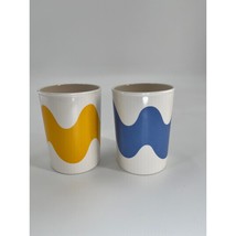 Marimekko Lokki Picnic Mug Set of 2 Melamine Drinking Cup Yellow Blue White - $39.20