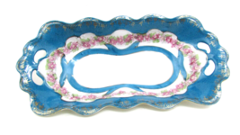 Vintage Porcelain Celery/Relish/Pickle Dish Floral Scalloped Oblong - £29.28 GBP