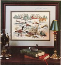 Cross Stitch Natures Resting Place Canada Geese Deer Winter Framed Print... - $13.99