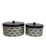 Galvanized Metal Canisters, Set of 2. Farmhouse Style Great For Storage. - £21.71 GBP