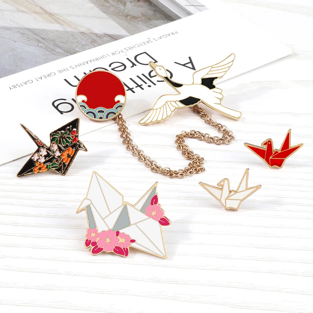 Game Fun Play Toys Cute Chinese Style Enamel Pins Lucky Paper Crane Brooches For - £22.91 GBP