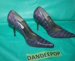 Steve Madden Tarrah Purple Croc Leather Silver High Heels Women&#39;s Size 6B - £35.02 GBP