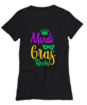 Mardi Gras Rocks, black Women&#39;s Tee. Model 60058  - £22.80 GBP