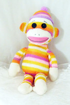 2012 TY Beanie Sock Monkey - 6 1/4&quot; Tall - Orange, Yellow, Lavender &amp; White - £7.58 GBP