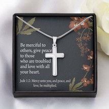 Christian Encouragement Jude 1:2  CAre And Concern Cross Card Necklace w Stainl - £37.52 GBP+