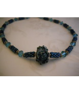 Necklace: Teal Beaded Beads, Swarovski Crystals, Sterling Silver, Lampwo... - £70.79 GBP