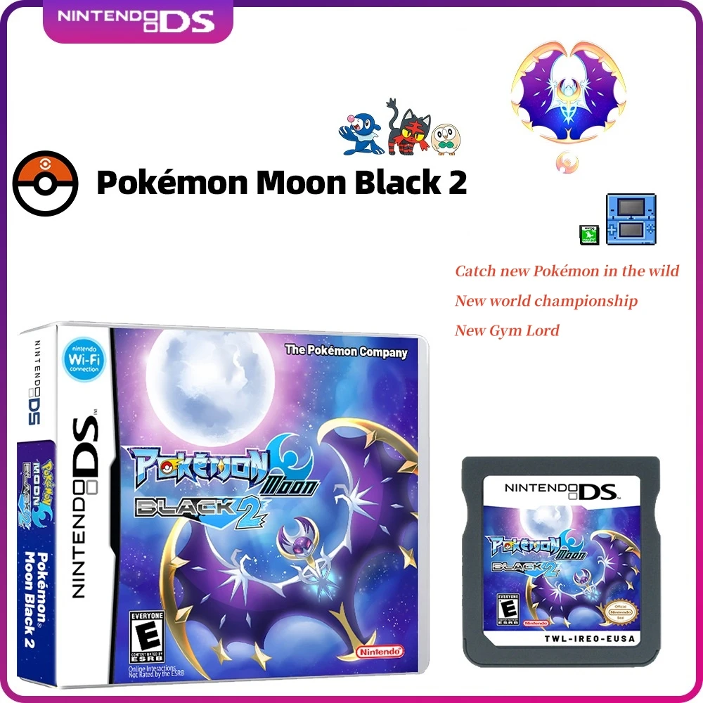 NDS Pokémon Moon Black 2 Game Card Boxed US Version English Video Game Console - £19.14 GBP+