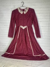 VTG Rare Editions Dress Girls Size 14 Red Long Sleeve Modest Prairie Cottagecore - £44.26 GBP