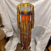 Women&#39;s Gray Long Sleeve Dress with Yellow Designs - £35.55 GBP