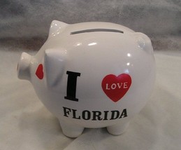 VINTAGE CERAMIC PIG _ PIGGY BANK  &quot; I LOVE FLORIDA&quot; HEARTS DESIGNED 5&quot; x... - $3.96