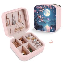Leather Travel Jewelry Storage Box - Portable Jewelry Organizer - Moonlight Danc - £12.32 GBP