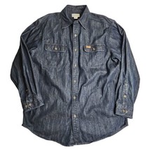 Carhartt Dark Blue Washed Denim Button Work Shirt 100082 983 Size Large - £25.87 GBP