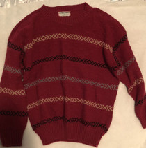 vintage ugly christmas sweater Red Striped Large Sh1 - £10.13 GBP