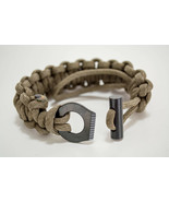Fire Starter Bracelet Survival Adj. Khaki Fish &amp; Fire Paracord EZ Deploy - $13.62