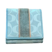 COACH Sky Blue Suede &amp; Leather Bifold Wallet - £37.74 GBP
