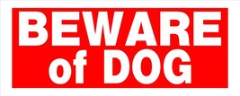 BEWARE of DOG Heavy Duty Plastic SIGN Security Warning Red White HILLMAN... - $24.32
