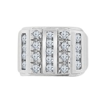3.75 Ct Round Moissanite Cluster Wedding Band Mens Ring 18K White Gold Plated - £255.68 GBP