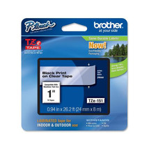BROTHER INTL (LABELS) TZE151 TZE151 BLACK ON CLEAR FOR TZ MODELS - $56.46