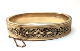 Antique Victorian Bates &amp; Bacon Gold Filled Hinged Bracelet with Safety ... - £154.61 GBP