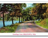 Generici Scena Greetings Country Road Milltown Wisconsin Unp Lino Cartol... - $4.04