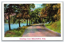 Generici Scena Greetings Country Road Milltown Wisconsin Unp Lino Cartolina N21 - £3.17 GBP