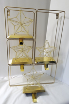 Set 4 Crate &amp; Barrel Gold 3-D Star Christmas Stocking Holder Hanger Heav... - $113.64