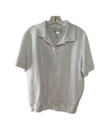Alfred Dunner Women’s Size L Textured Knit Polo Top – White Floral Jacquard - $29.02 CAD