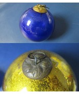 Antique German Kugel Ornament  4 3/4&quot; Yellow - Blue 2&quot; Pick 1 - €92,94 EUR