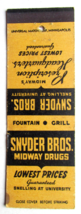 Snyder Bros. Midway Drugs - St. Paul, Minnesota Store 20 Strike Matchbook Cover - £1.37 GBP