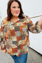 Rust &amp; Taupe Multi Leopard Patchwork Tie String Top - $29.99