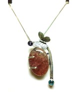 Lepidolite, Iolite &amp; Blue Topaz Pendant Necklace | Handmade Sterling Sil... - $1,869.40 MXN