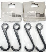 Ikea Fintorp Black Hooks 2 Packs Set of 4 Carina Bengs 4 1/4" Hangers 60... - $21.54