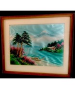 Vintage Asian Inspired  Silk Embroidery Wall Art Pastels Matted Framed 1... - £35.04 GBP