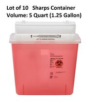 10 PACK Sharps Container 5 Quart Lid Safety Needle Disposal Doctor Tatto... - $76.23