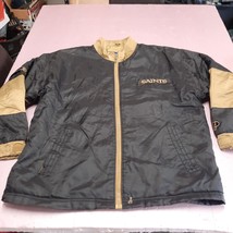 Vintage New Orleans Saints Jacket Men Large Black NFL Quilted Puffer Coat - £74.43 GBP