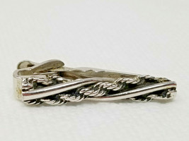 Tie Clasp Clip Braided Wood Vines Silver Colored Chain Vintage - £9.21 GBP