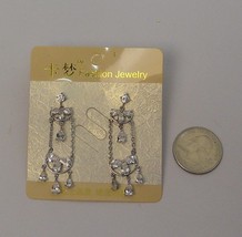 Fashion Jewelry Ladies Rhinestone Chain Earrings Drop Dangle Push Back Fasteners - $6.00