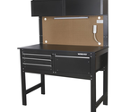 Workbench Cabinet Combo w Light 4&quot; Tool Work Bench Steel Table Storage G... - $254.53